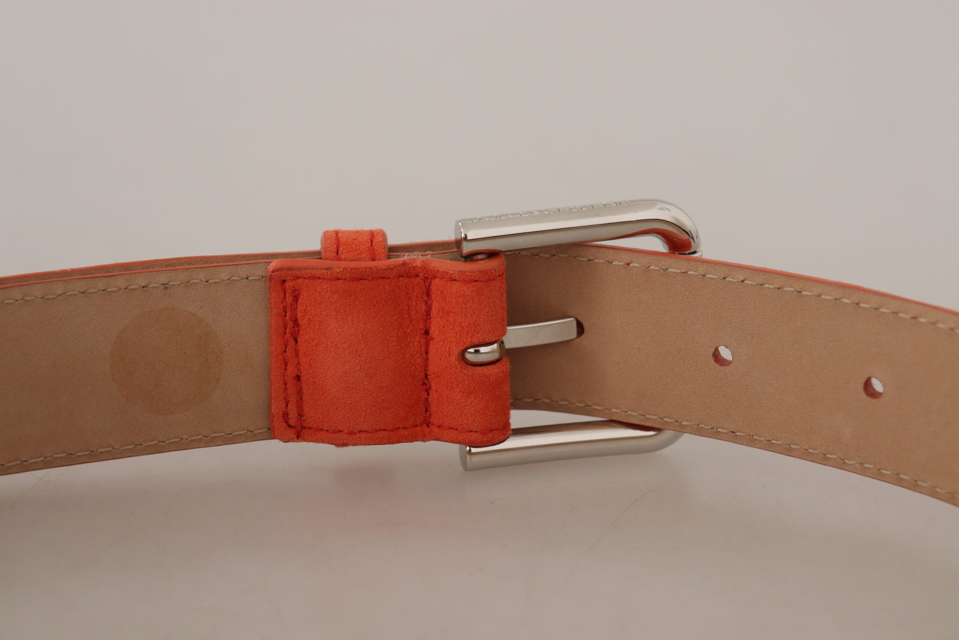 Dolce & Gabbana Elegant Suede Leather Belt in Vibrant Orange - KALAJ