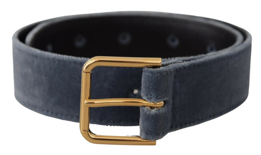 Dolce & Gabbana Elegant Navy Velvet Designer Belt - KALAJ