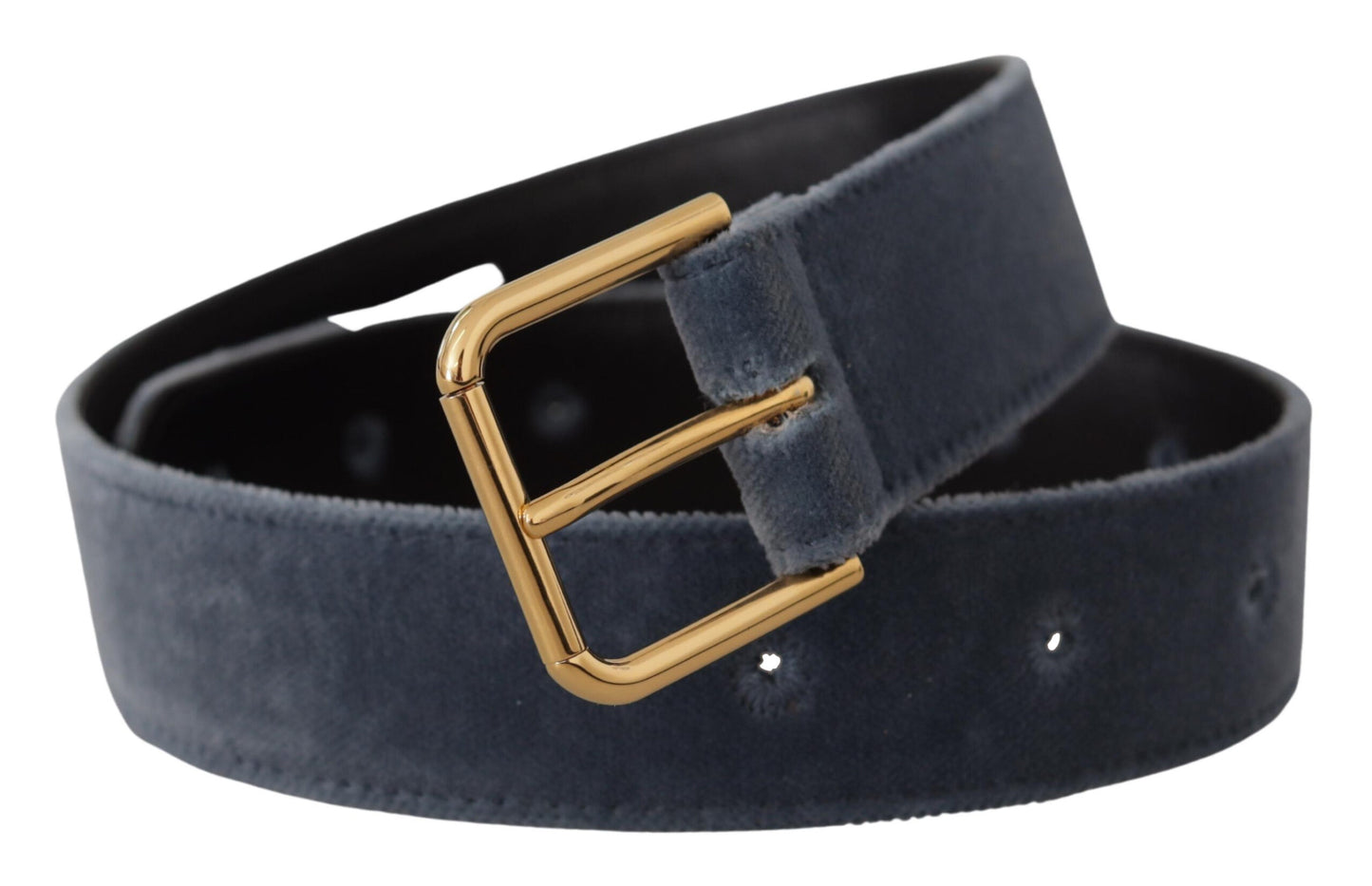 Dolce & Gabbana Elegant Navy Velvet Designer Belt - KALAJ