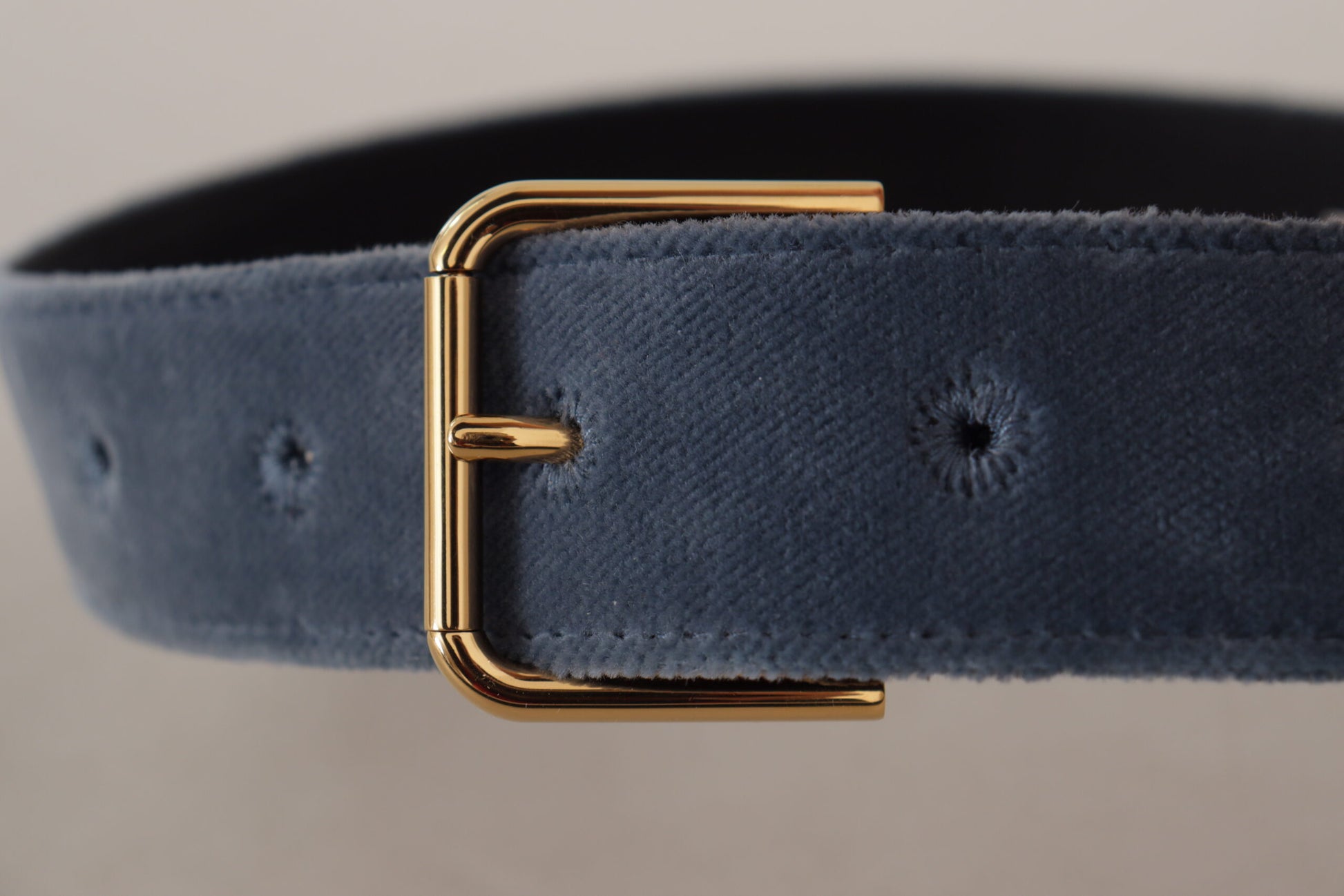 Dolce & Gabbana Elegant Navy Velvet Designer Belt - KALAJ