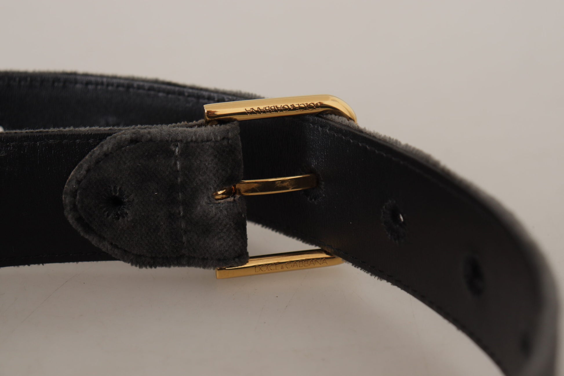 Dolce & Gabbana Elegant Velvet Belt with Engraved Buckle - KALAJ