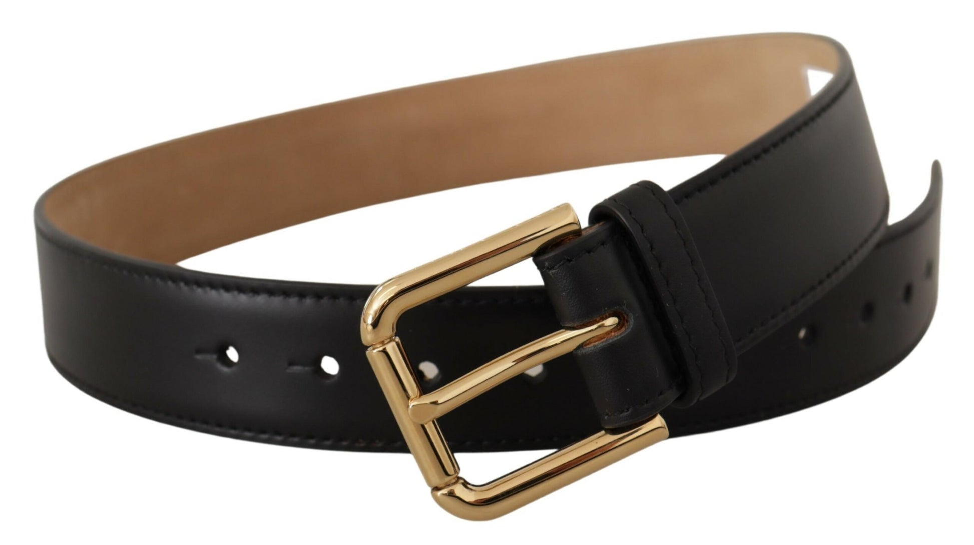 Dolce & Gabbana Elegant Leather Belt with Logo Buckle - KALAJ