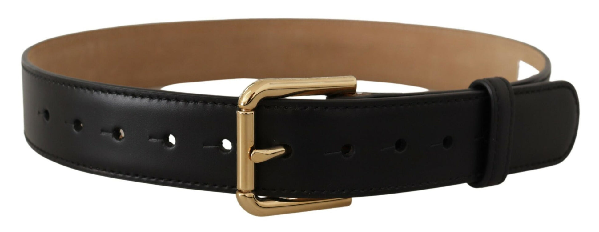 Dolce & Gabbana Elegant Leather Belt with Logo Buckle - KALAJ