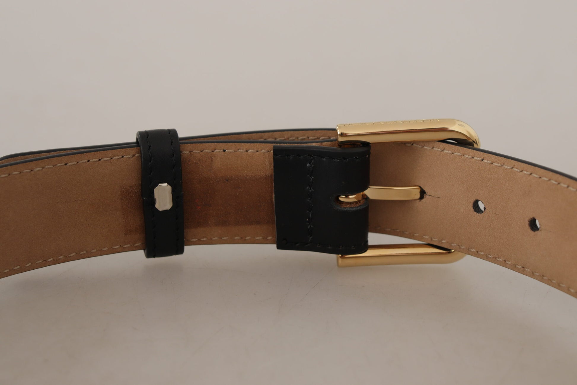 Dolce & Gabbana Elegant Leather Belt with Logo Buckle - KALAJ