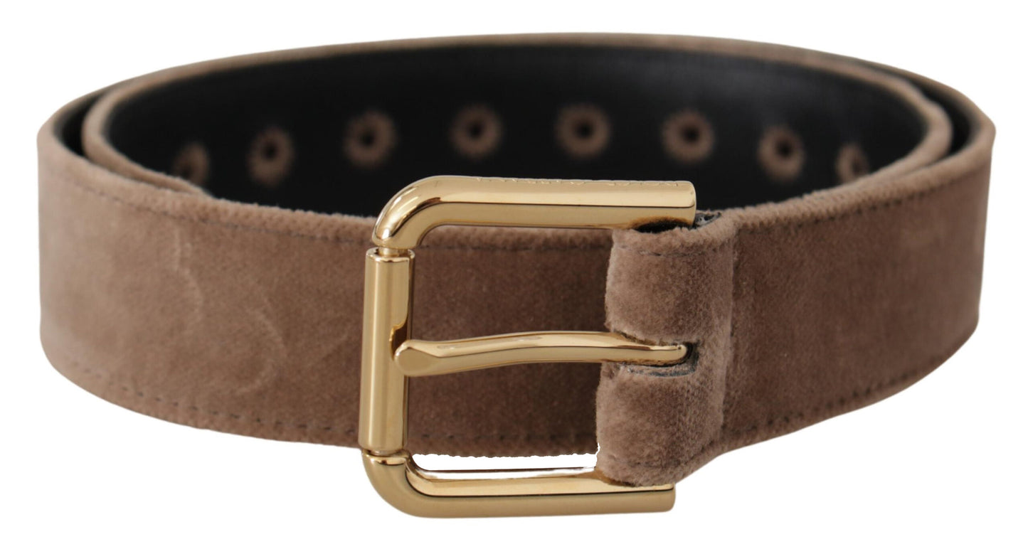 Dolce & Gabbana Elegant Velvet Logo Buckle Belt - KALAJ