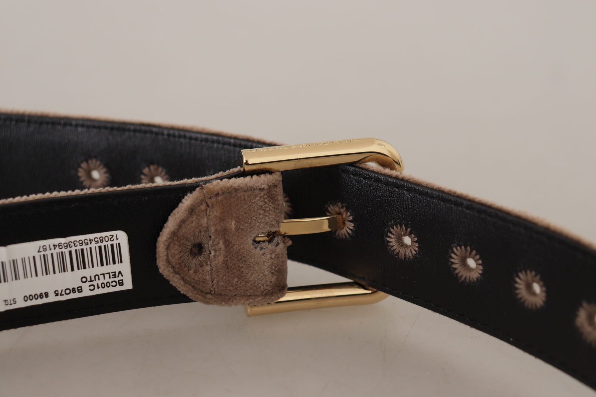 Dolce & Gabbana Elegant Velvet Logo Buckle Belt - KALAJ