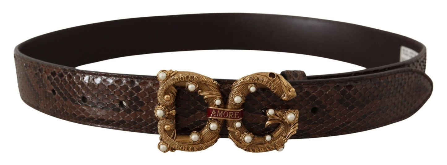 Dolce & Gabbana Elegant Snakeskin Leather Belt - KALAJ