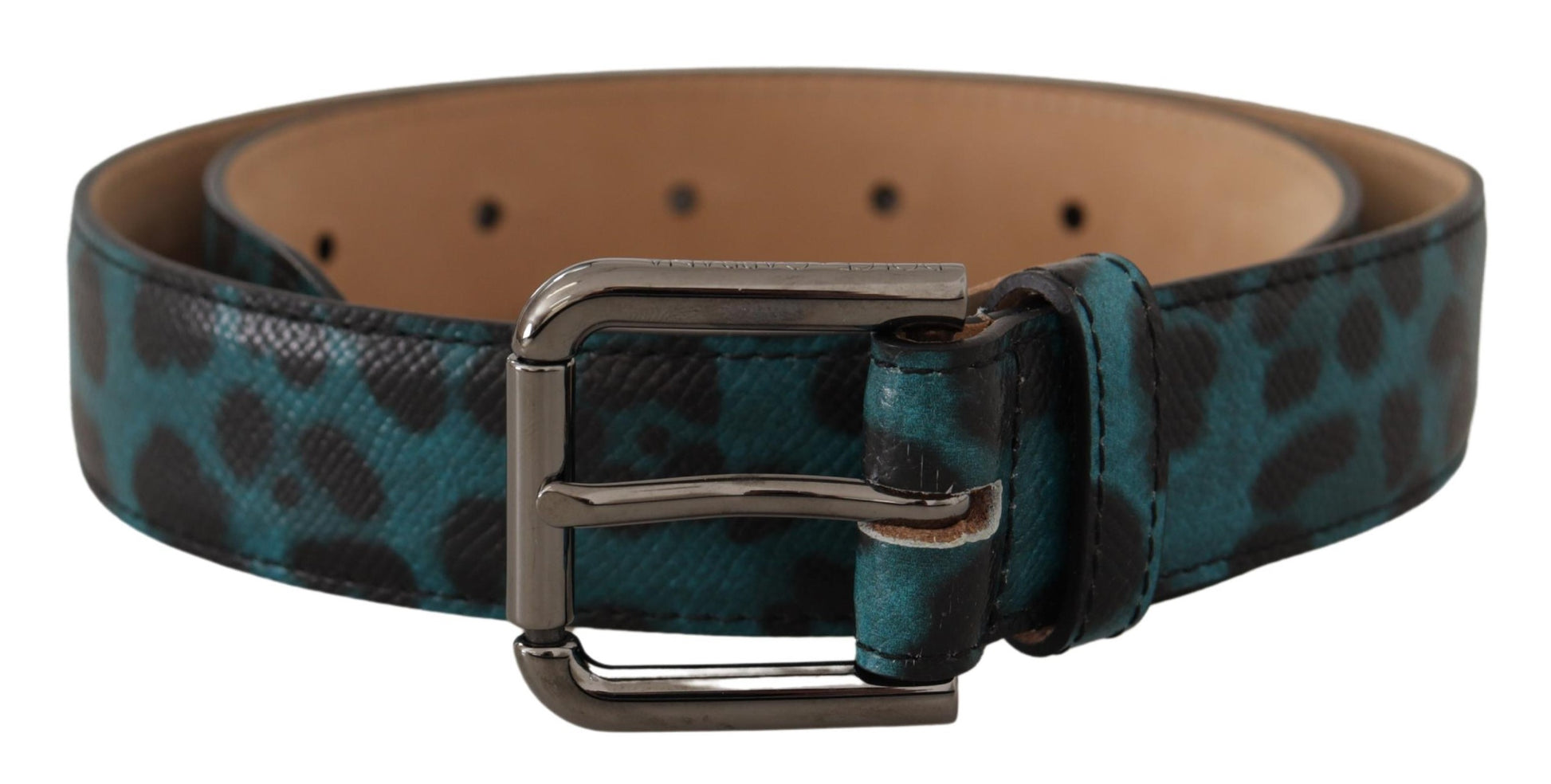 Dolce & Gabbana Engraved Logo Leather Belt in Blue Green - KALAJ