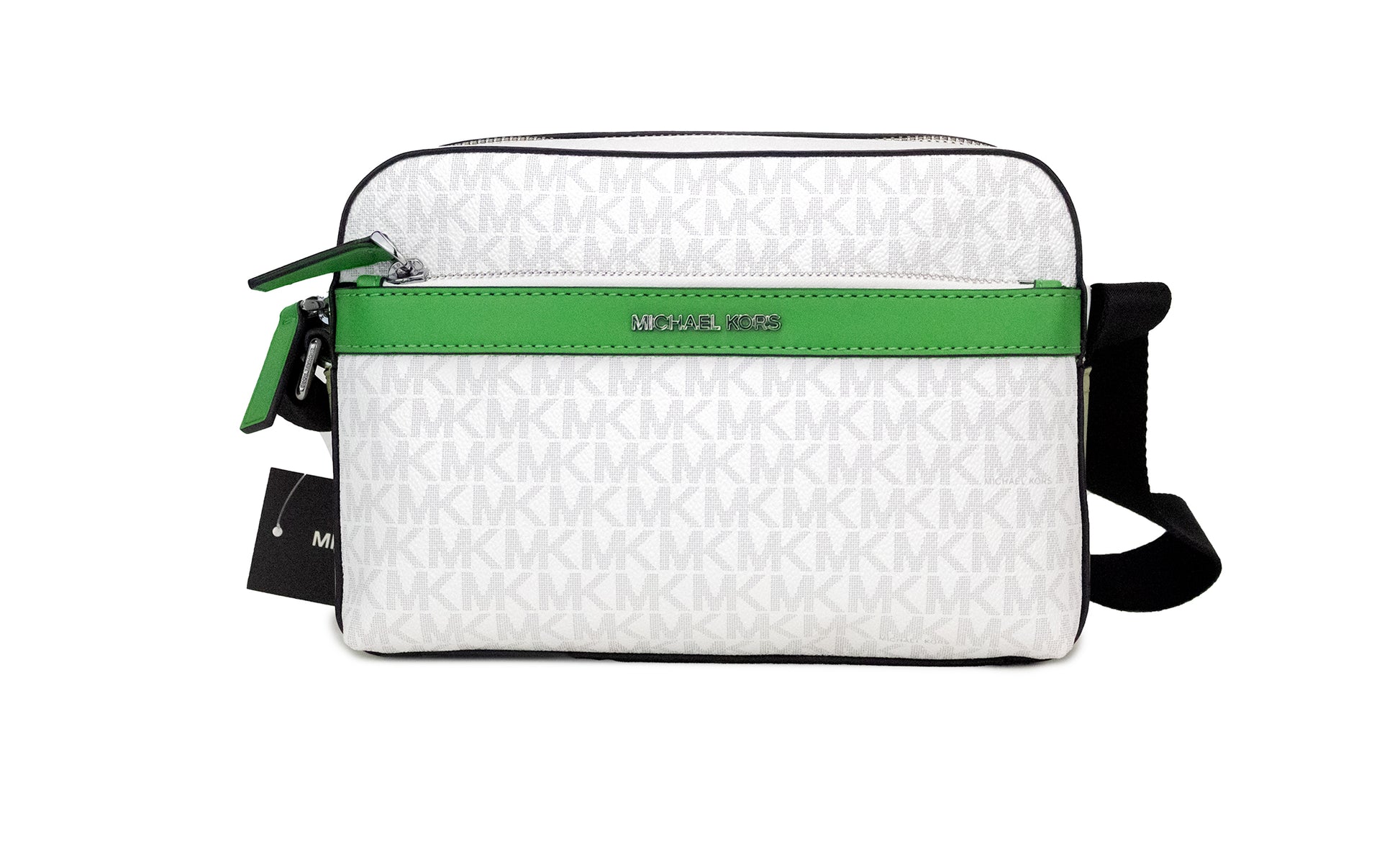 Michael Kors Cooper Small Bright White Palm Signature PVC Utility Crossbody Bag - KALAJ