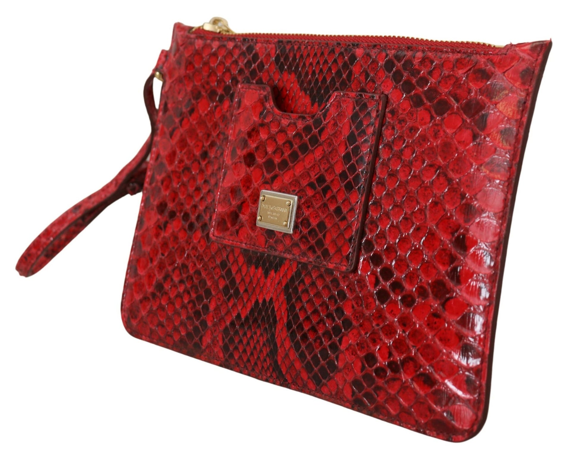 Dolce & Gabbana Elegant Red Leather Ayers Snake Clutch - KALAJ