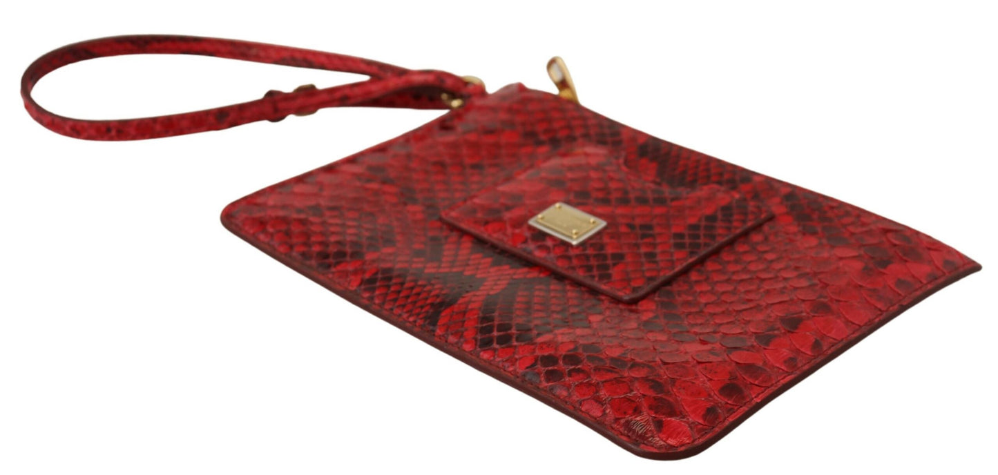 Dolce & Gabbana Elegant Red Leather Ayers Snake Clutch - KALAJ