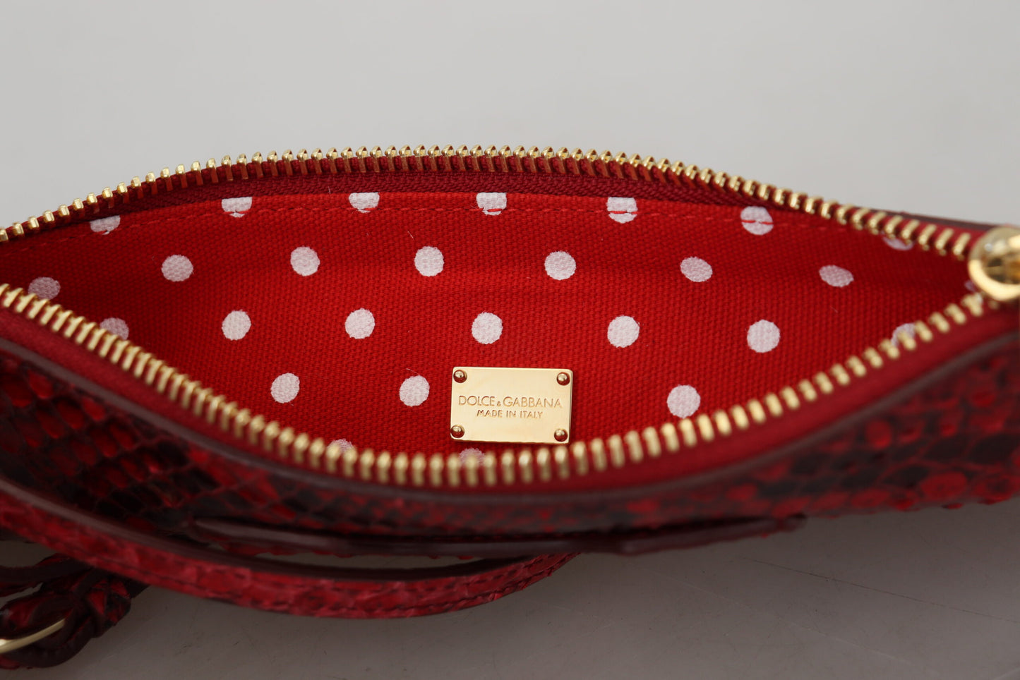 Dolce & Gabbana Elegant Red Leather Ayers Snake Clutch - KALAJ