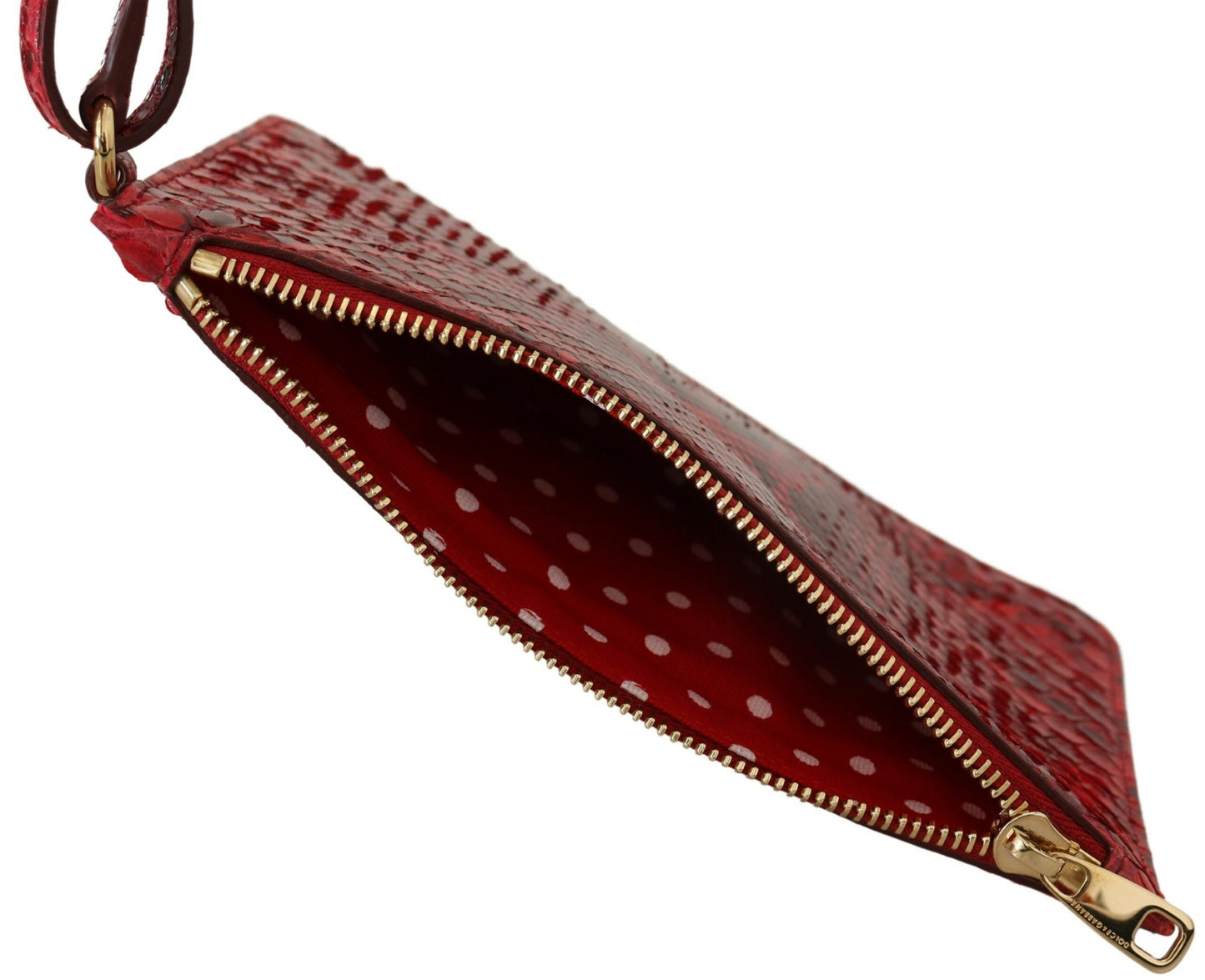 Dolce & Gabbana Elegant Red Leather Ayers Snake Clutch - KALAJ