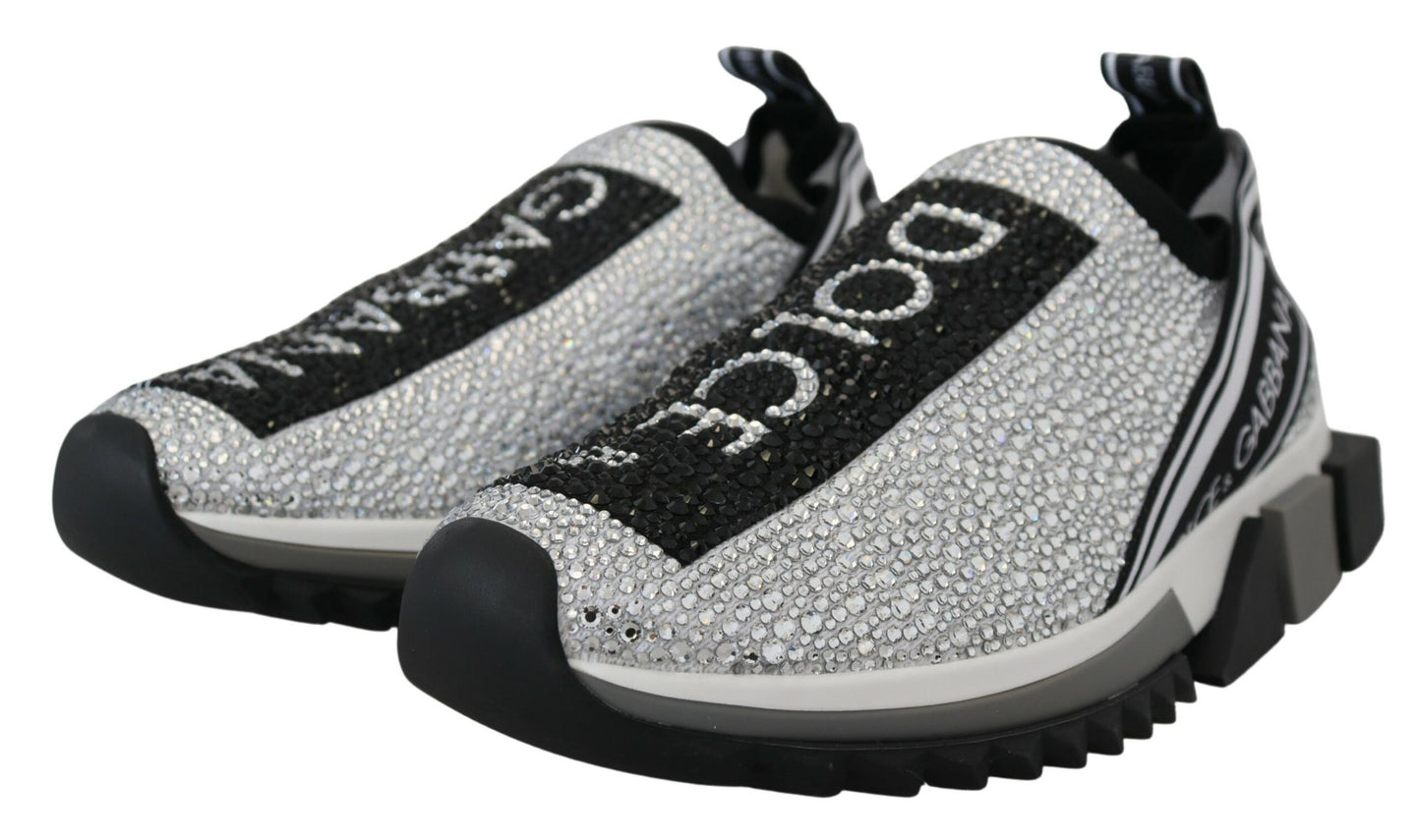 Dolce & Gabbana Sparkling Silver Rhinestone Sneakers