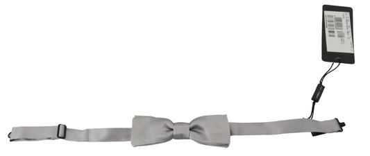 Dolce & Gabbana Elegant Gray Silk Bow Tie - KALAJ