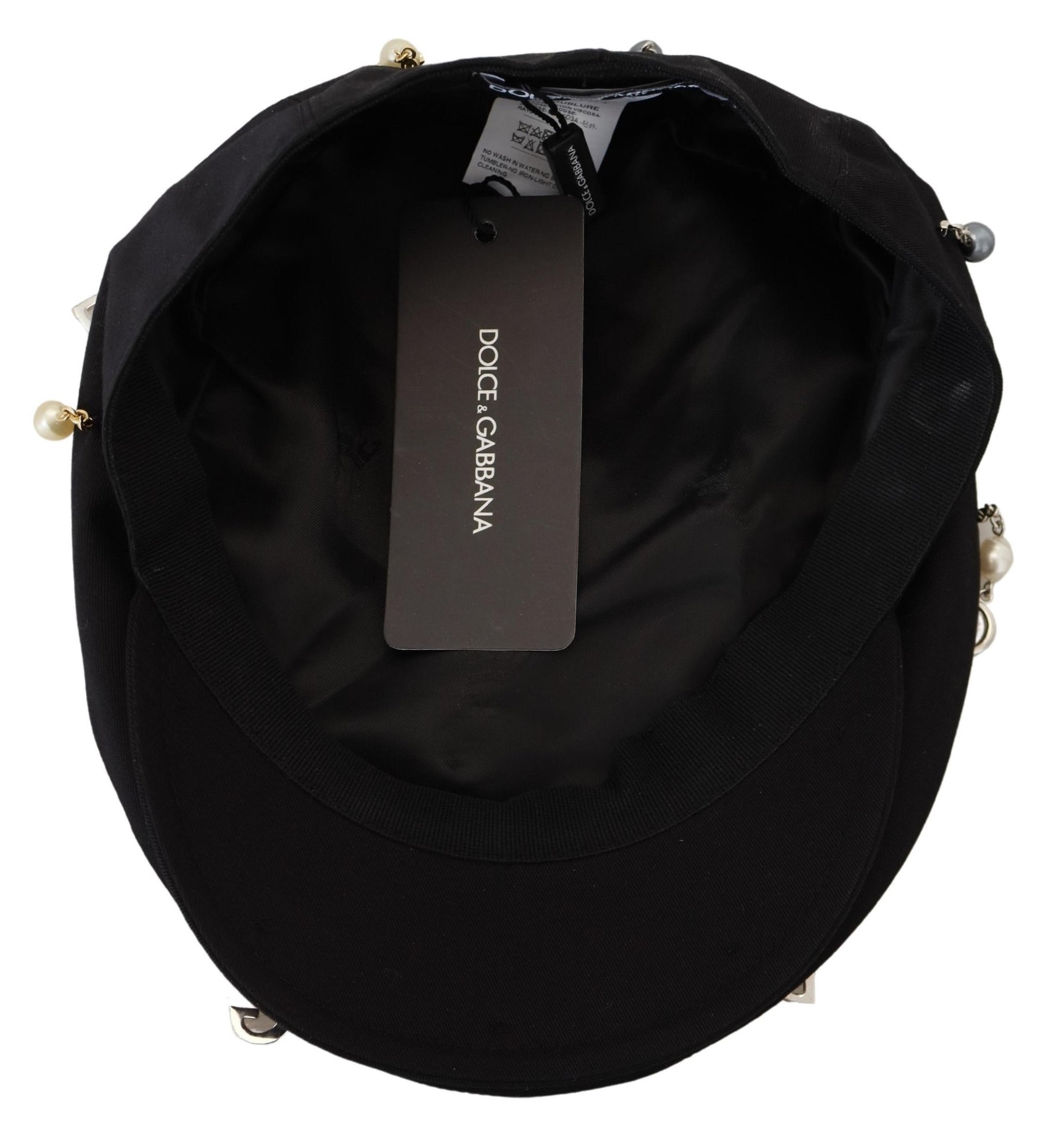 Dolce & Gabbana Elegant Black Cotton Newsboy Hat - KALAJ