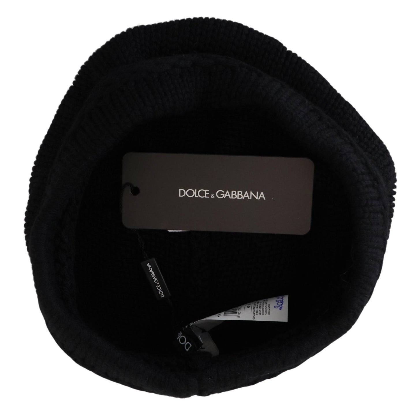 Dolce & Gabbana Elegant Black Virgin Wool Beanie Hat - KALAJ