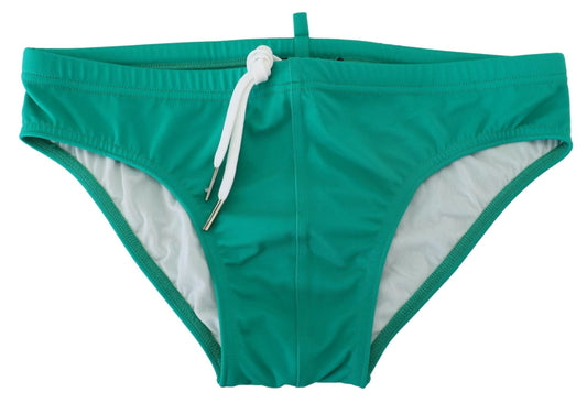 Dsquared² Chic Green Swim Briefs with White Logo