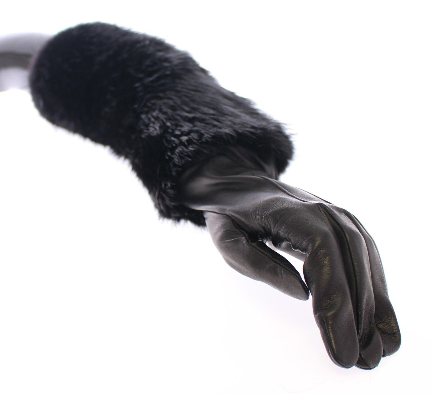 Dolce & Gabbana Elegant Elbow-Length Beaver Fur Gloves - KALAJ