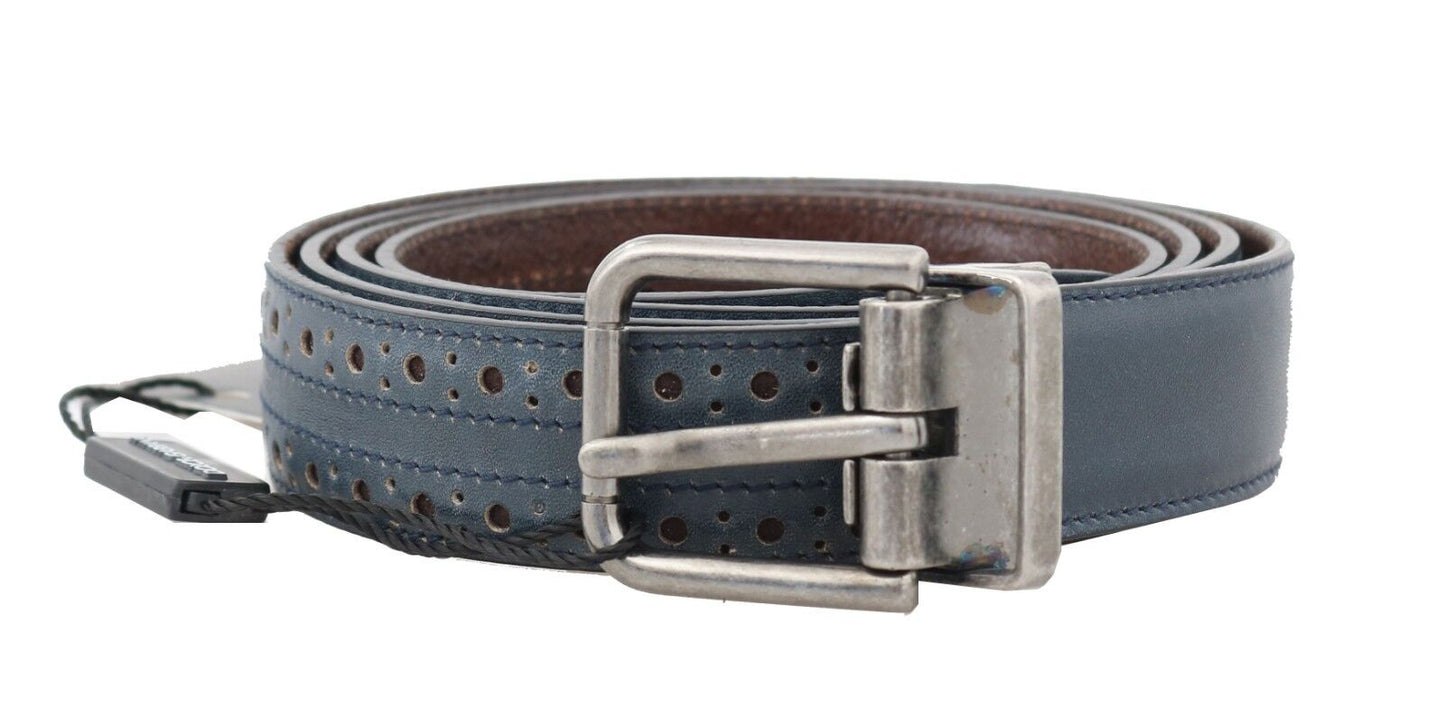 Dolce & Gabbana Elegant Blue Leather Men's Belt - KALAJ