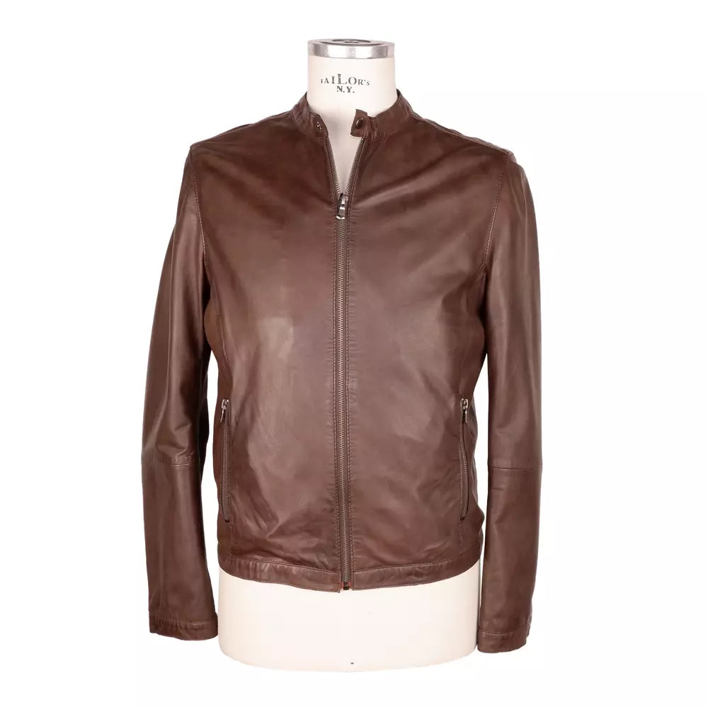 Emilio Romanelli Brown Leather Jackets & Coat
