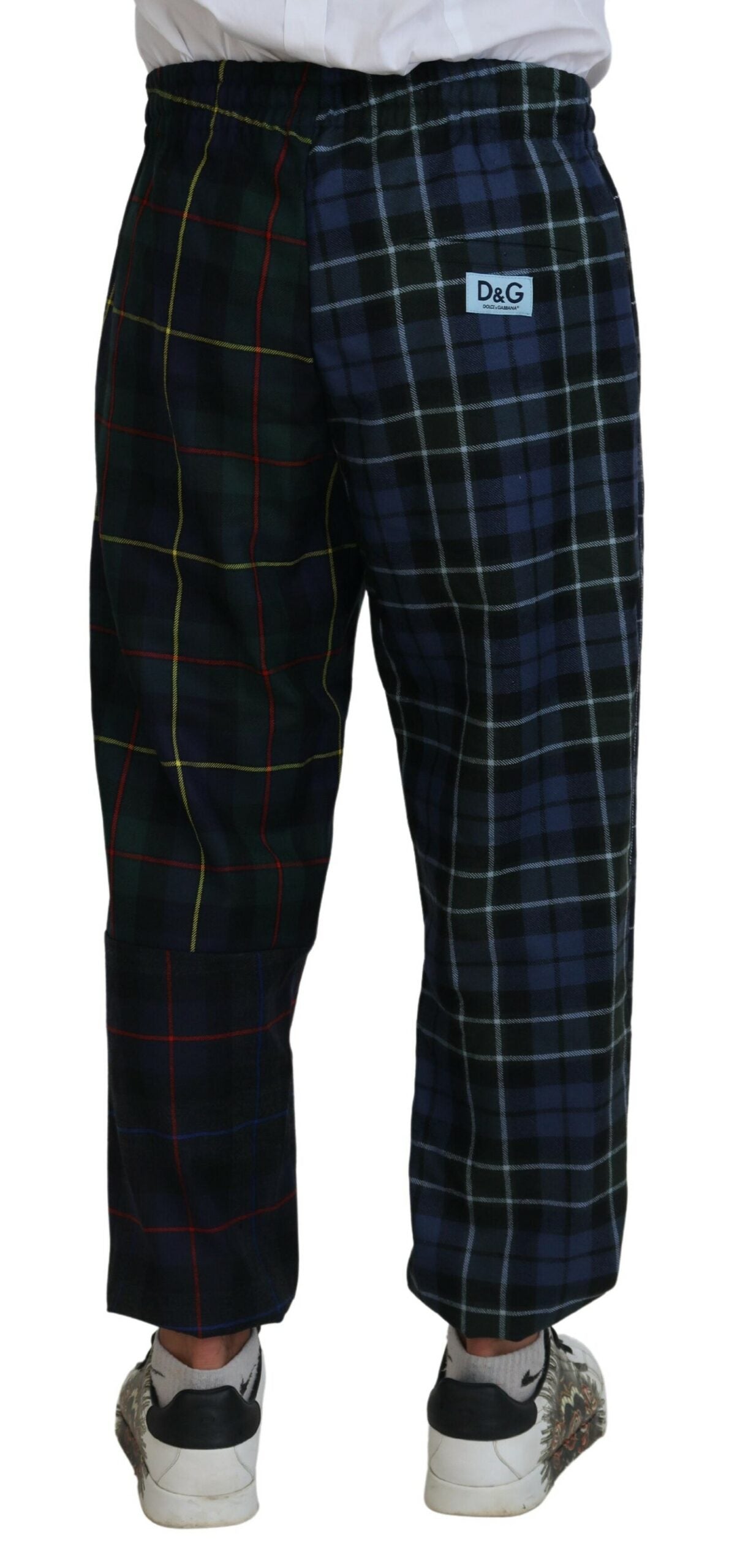 Dolce & Gabbana Checkered Wool Blend Jogger Pants