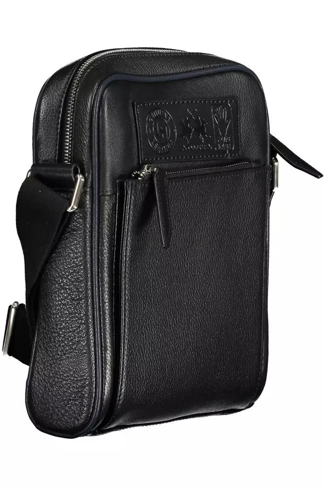 La Martina Black Leather Men Shoulder Bag - KALAJ