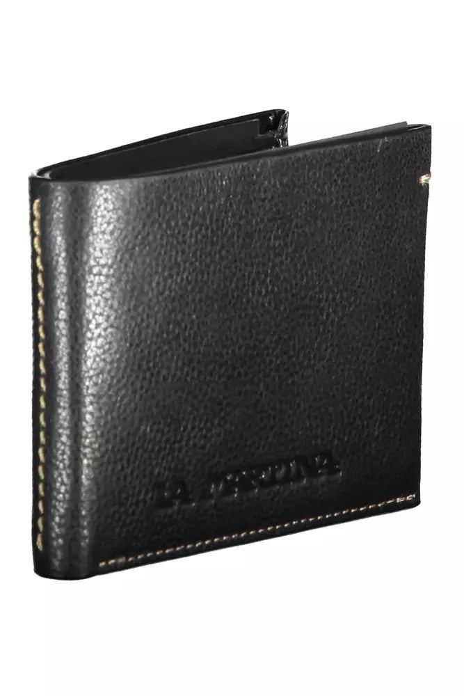 La Martina Black Leather Men Wallet