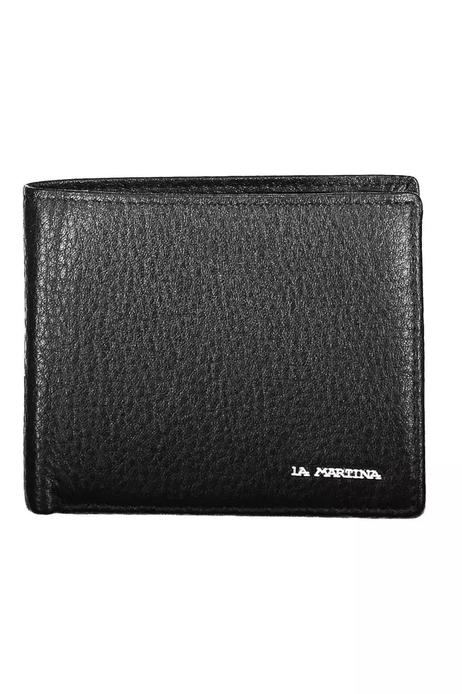 La Martina Black Leather Men Wallet - KALAJ