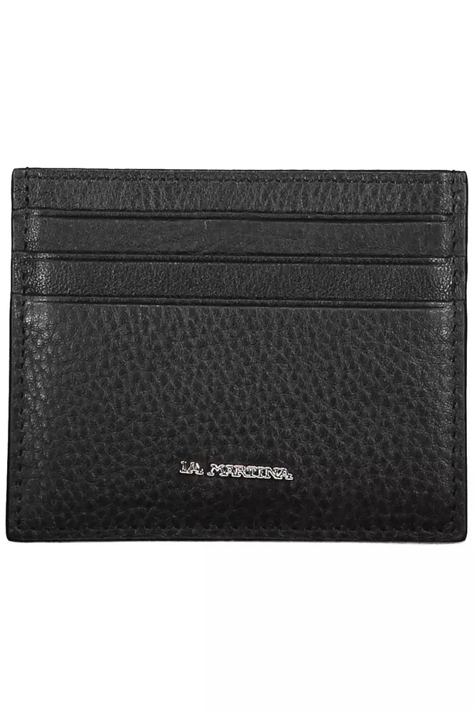 La Martina Black Leather Men Wallet - KALAJ