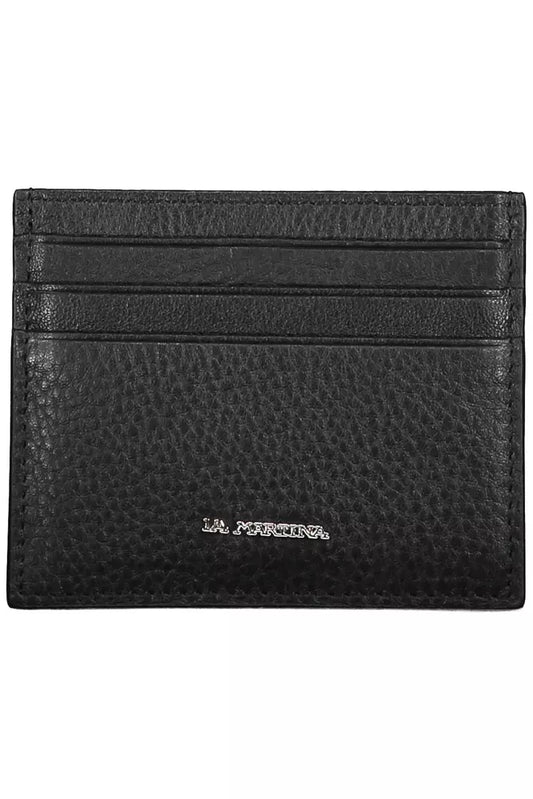 La Martina Black Leather Men Wallet - KALAJ