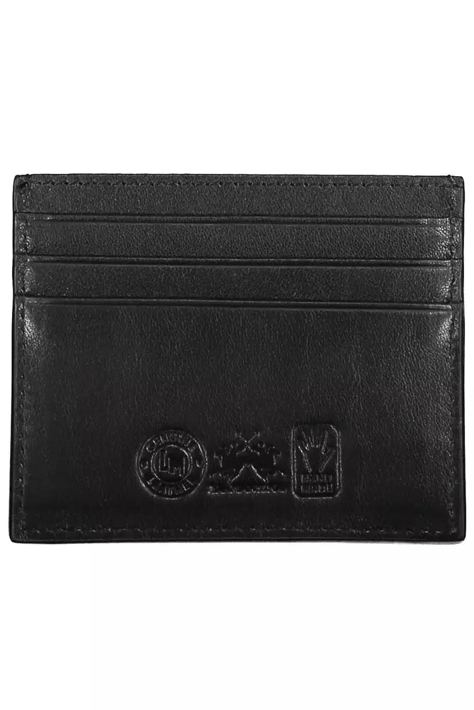 La Martina Black Leather Men Wallet - KALAJ