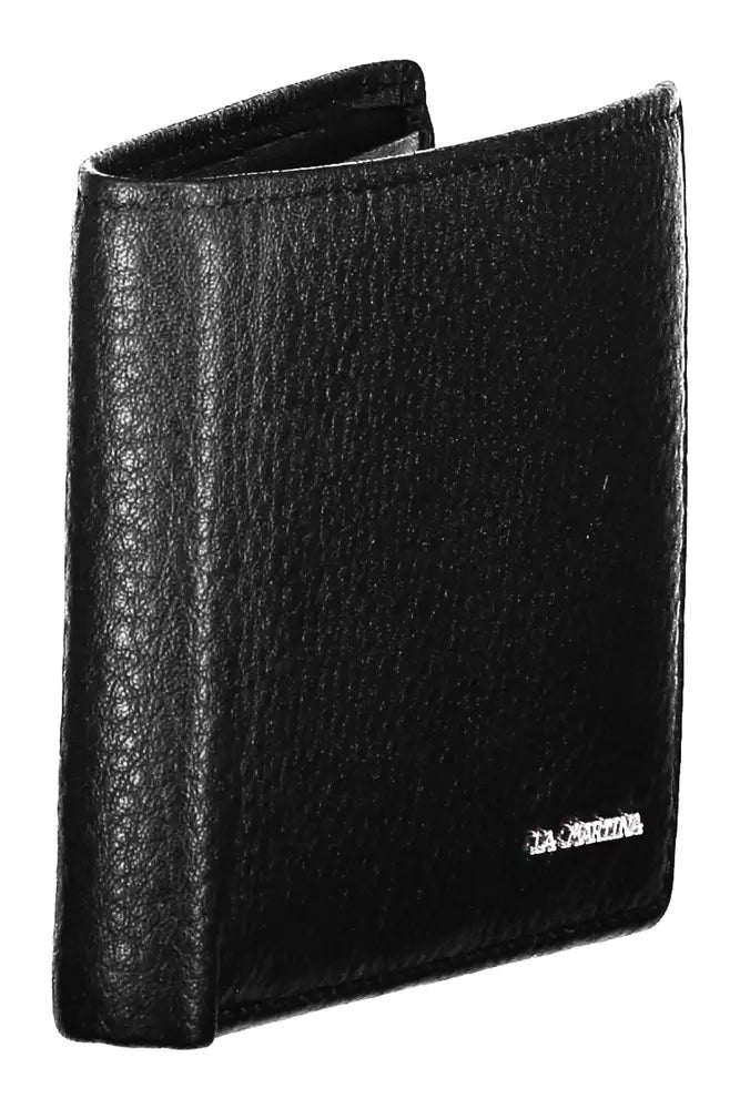 La Martina Black Leather Men Wallet - KALAJ