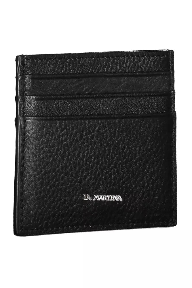 La Martina Black Leather Men Wallet - KALAJ