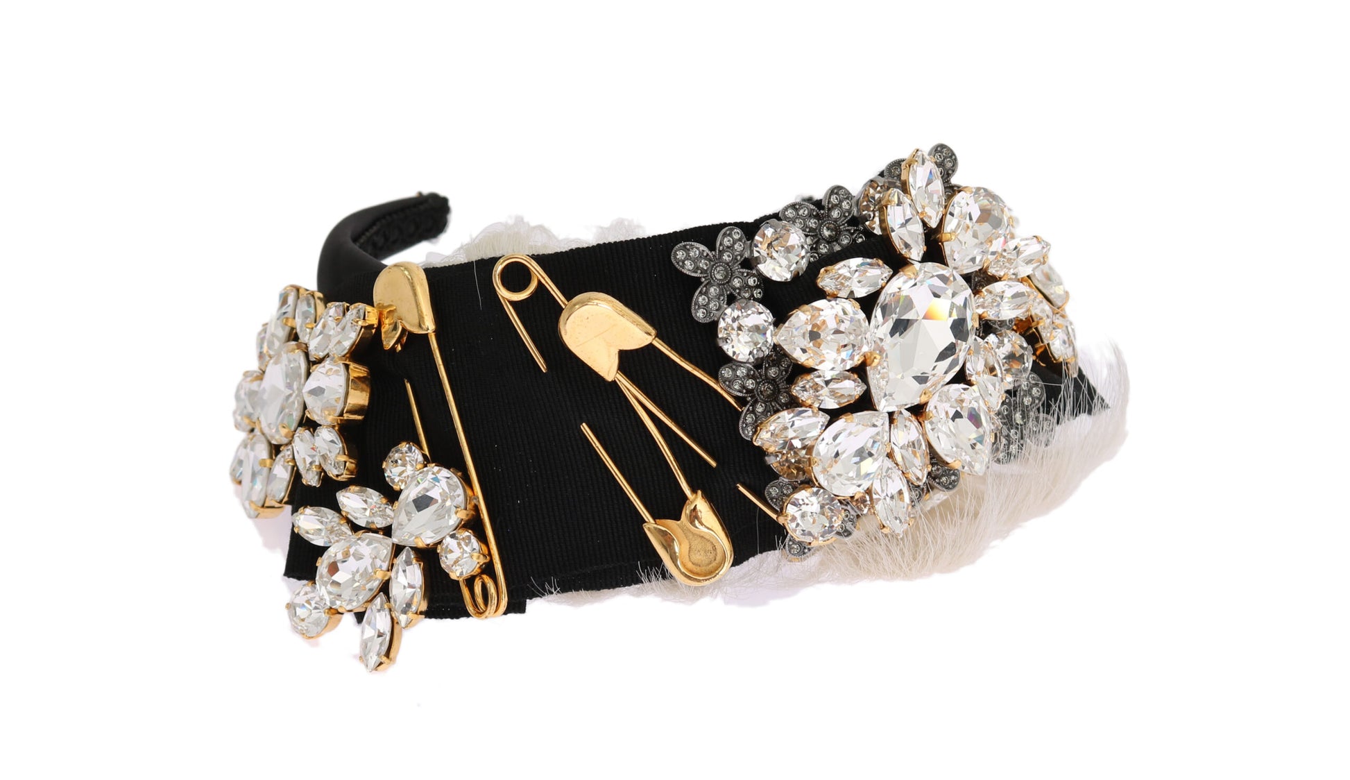 Dolce & Gabbana Elegant Black Crystal Headband Diadem - KALAJ