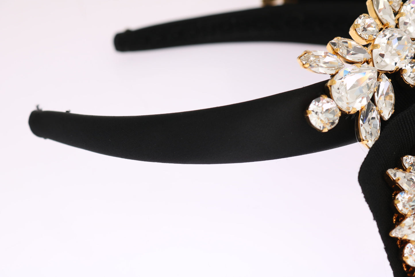 Dolce & Gabbana Elegant Black Crystal Headband Diadem - KALAJ