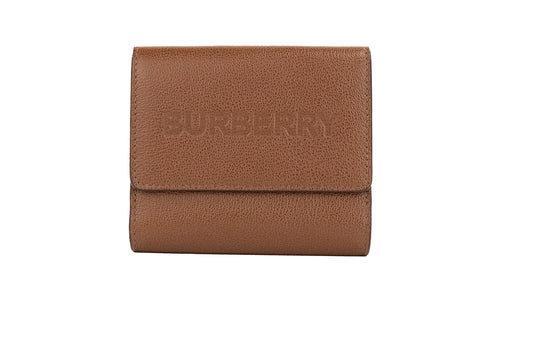 Burberry Luna Tan Grained Leather Small Coin Pouch Snap Wallet - KALAJ