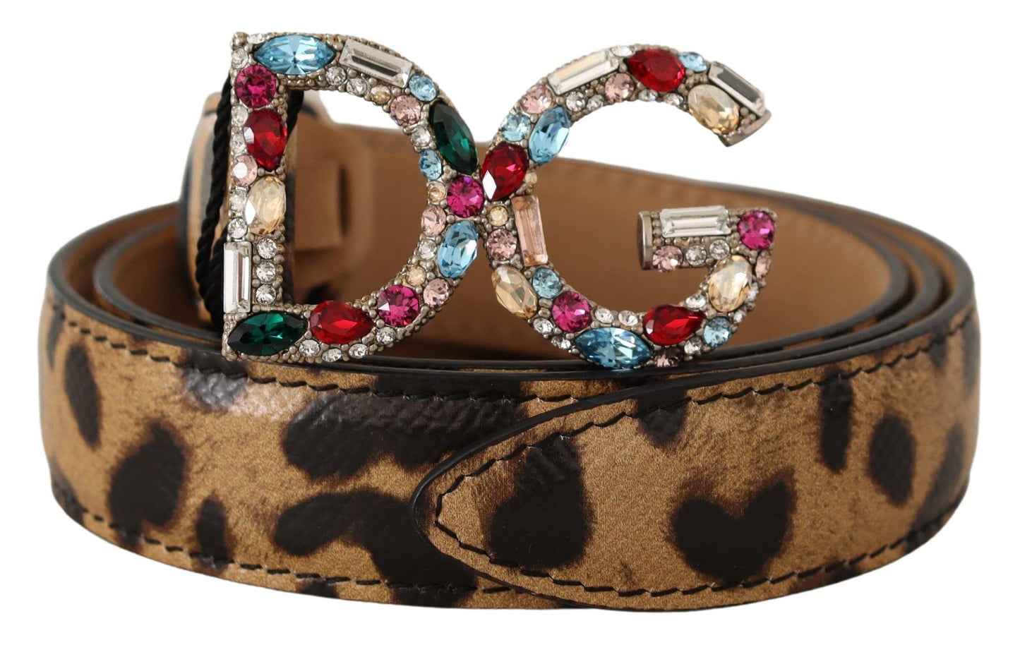 Dolce & Gabbana Elegant Crystal-Embellished Leopard Belt - KALAJ