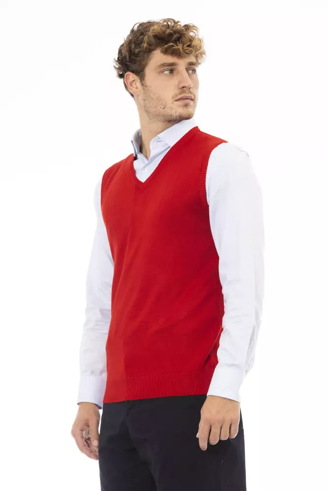 Alpha Studio Red Viscose Men Vest