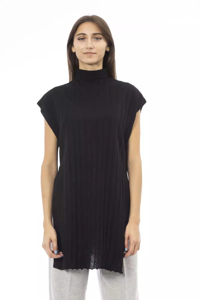 Alpha Studio Black Wool Women Turtleneck Sweater