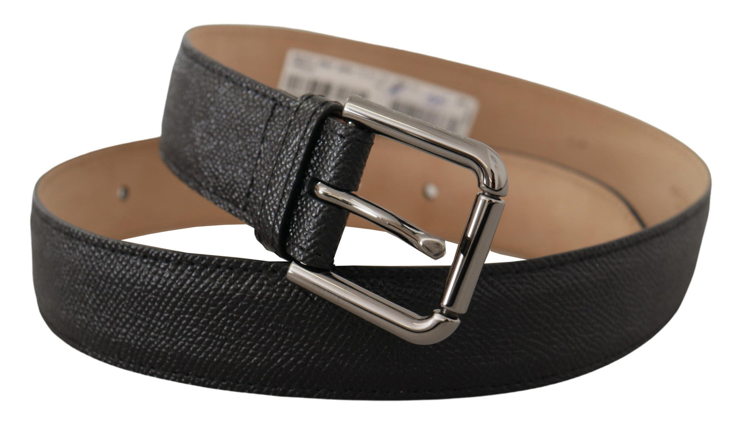 Dolce & Gabbana Elegant Black Leather Belt with Metal Buckle - KALAJ