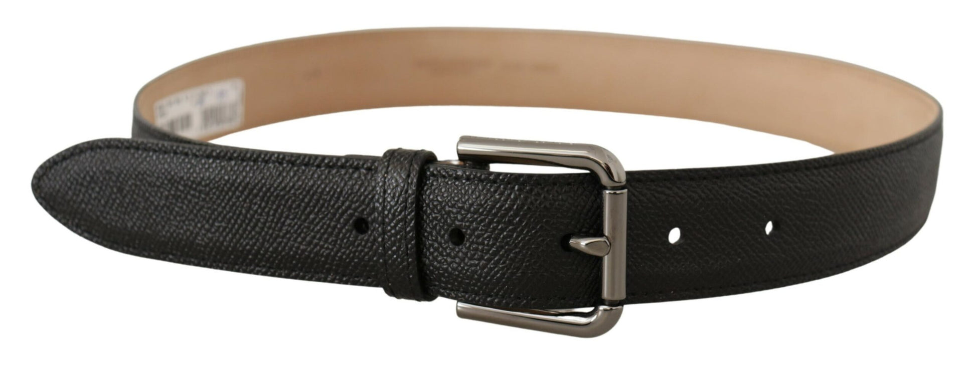 Dolce & Gabbana Elegant Black Leather Belt with Metal Buckle - KALAJ