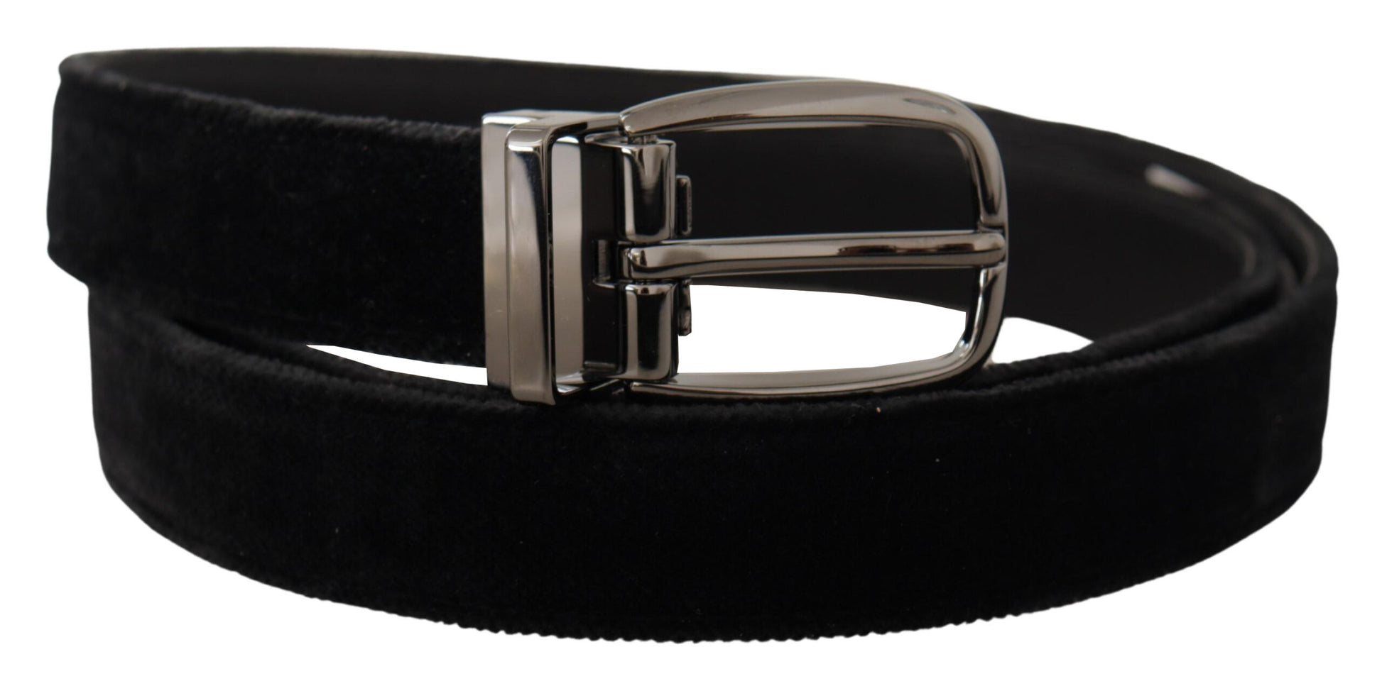 Dolce & Gabbana Elegant Black Velvet Designer Belt - KALAJ