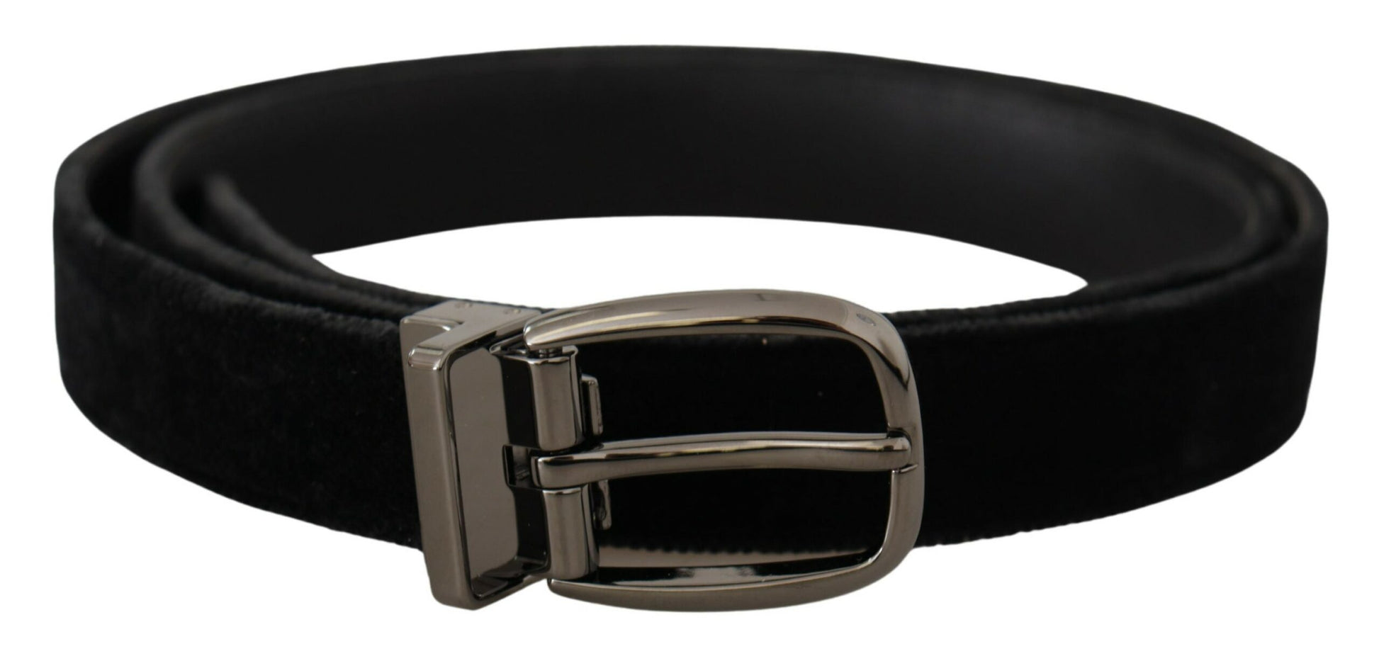 Dolce & Gabbana Elegant Black Velvet Designer Belt - KALAJ