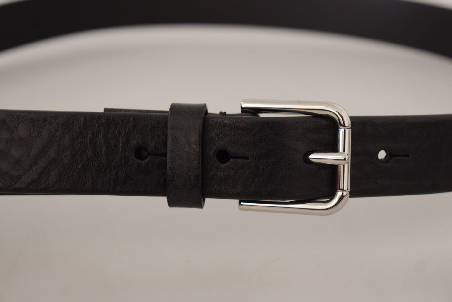 Dolce & Gabbana Elegant Black Leather Belt with Metal Buckle - KALAJ