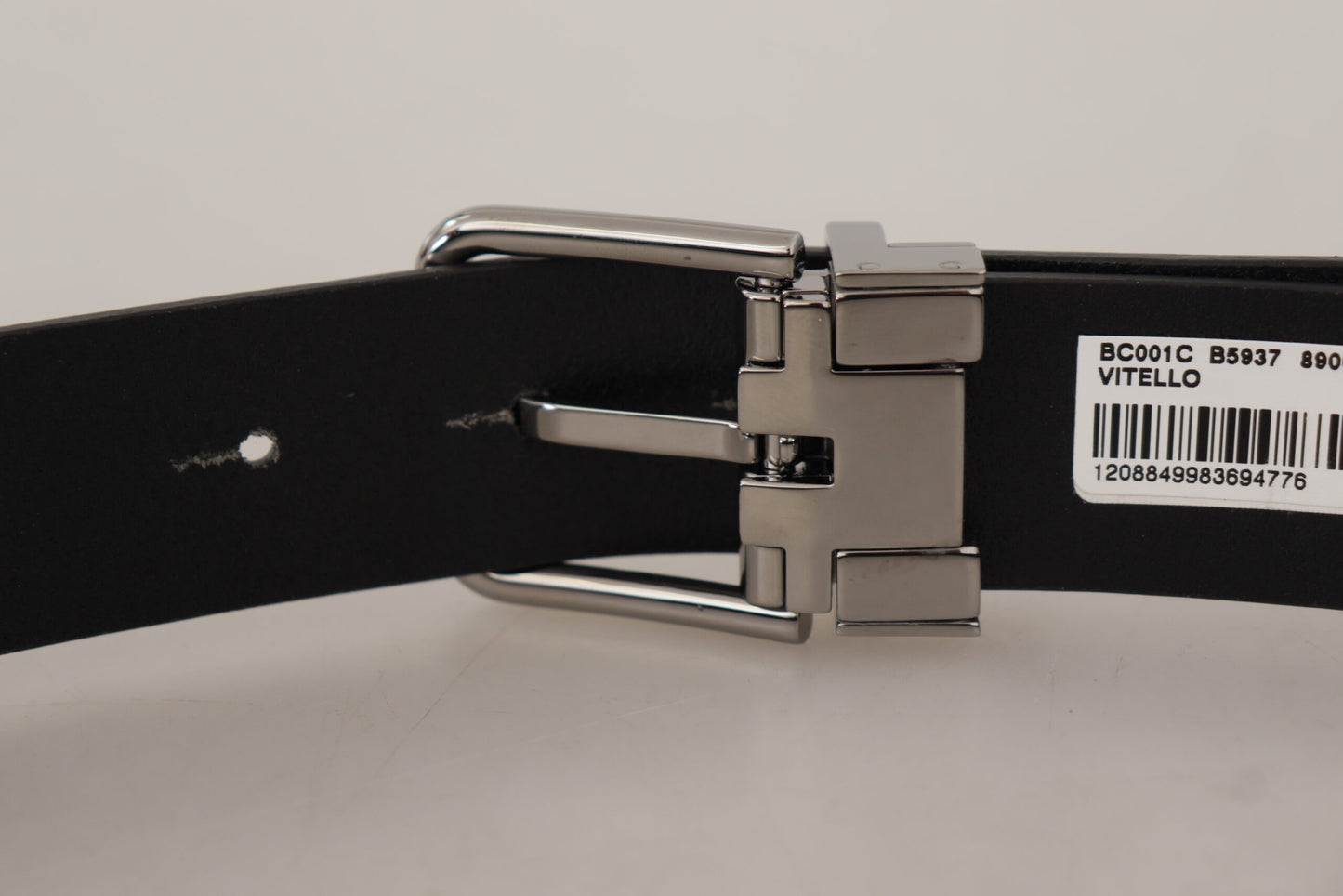 Dolce & Gabbana Elegant Black Leather Belt with Metal Buckle - KALAJ