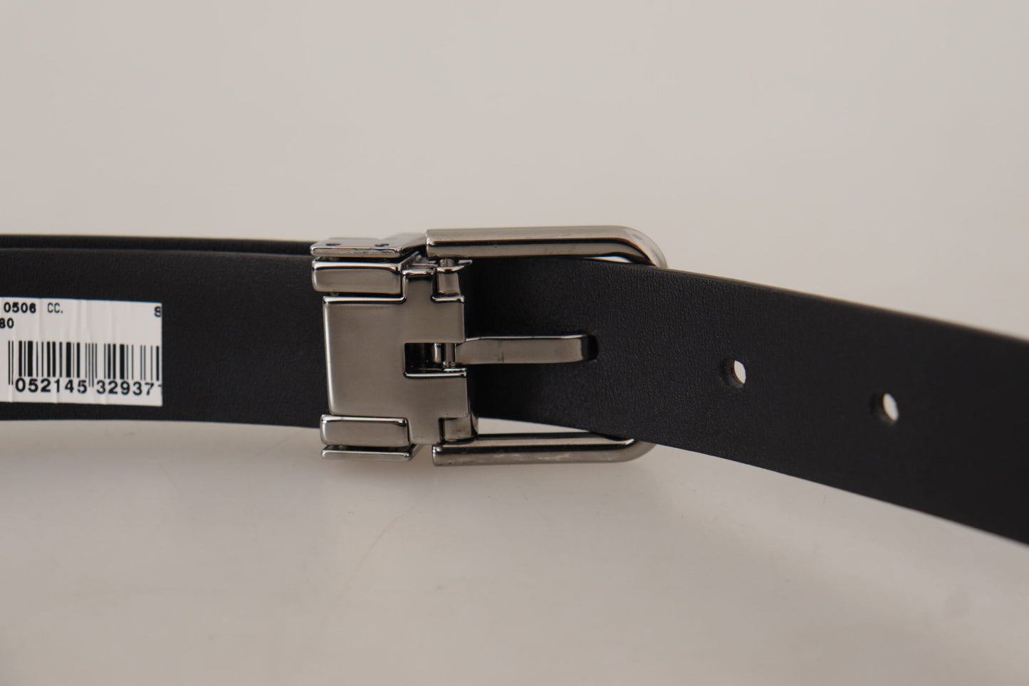 Dolce & Gabbana Elegant Black Leather Belt with Metal Buckle - KALAJ