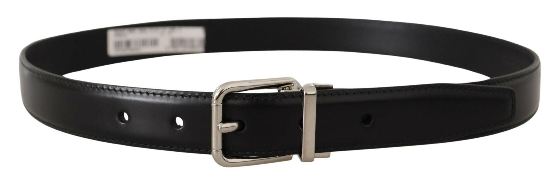 Dolce & Gabbana Sleek Black Leather Belt with Metal Buckle - KALAJ