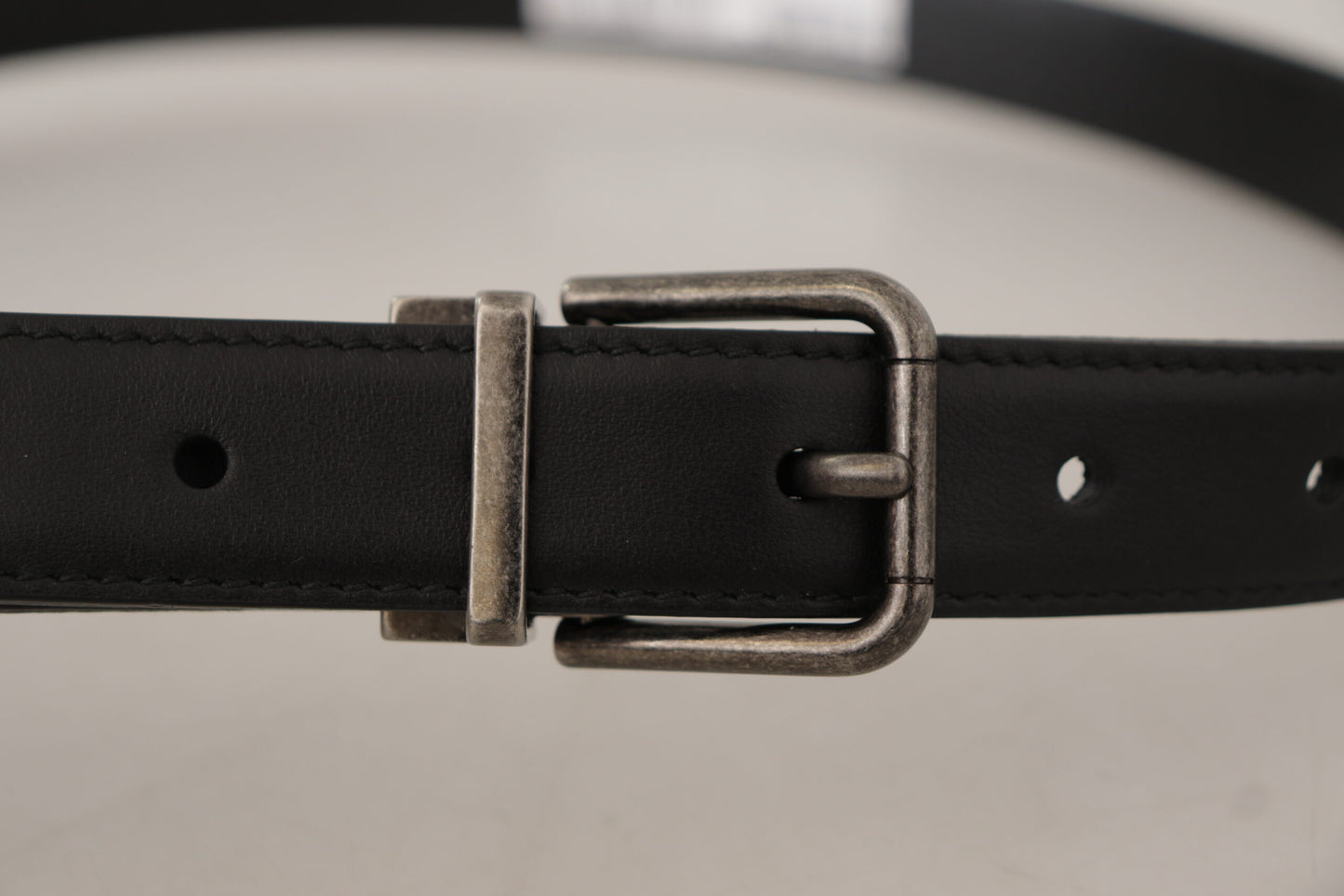 Dolce & Gabbana Elegant Black Leather Belt with Metal Buckle - KALAJ