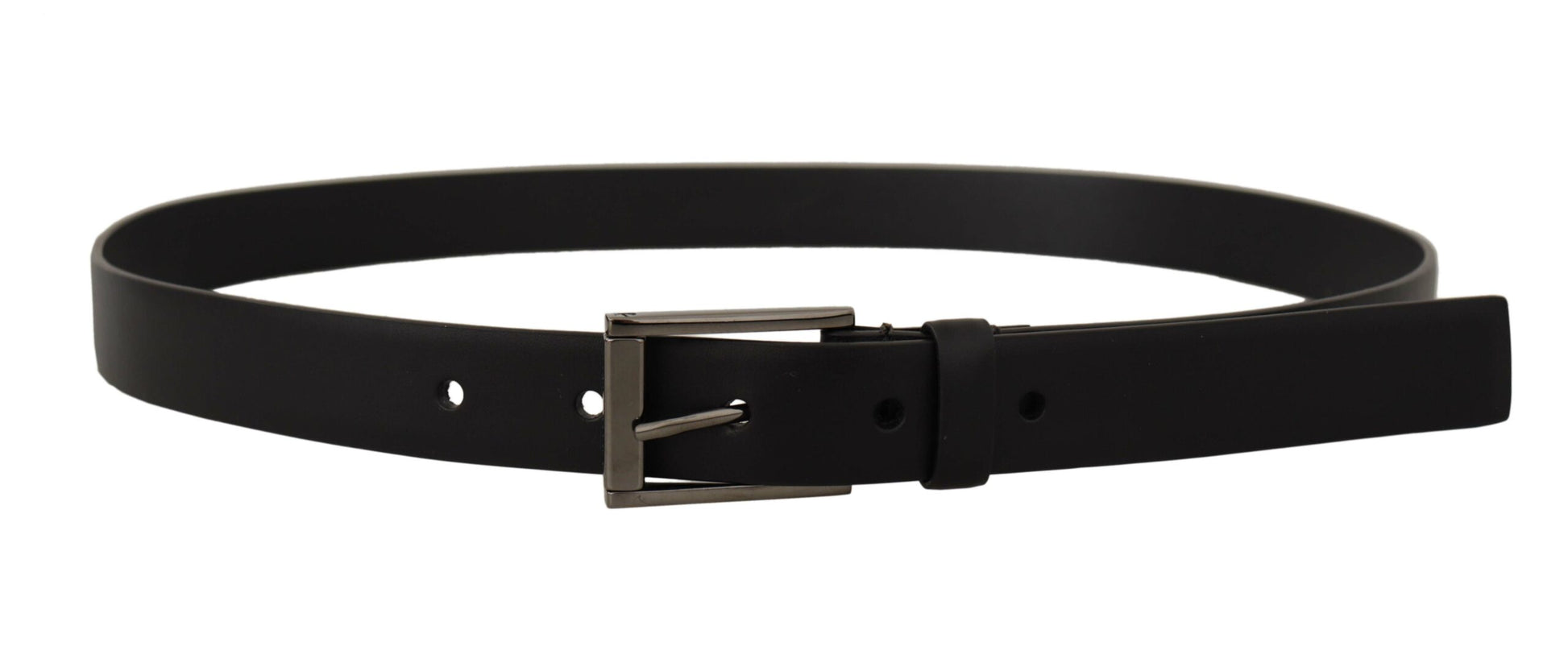 Dolce & Gabbana Elegant Black Leather Belt with Metal Buckle - KALAJ